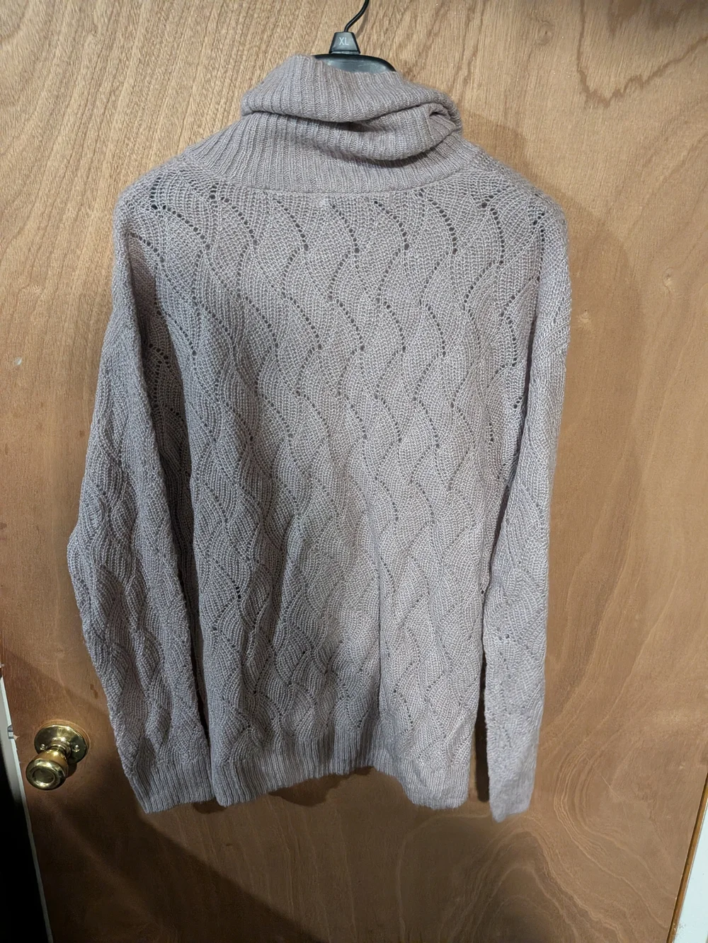JustFab Taupe Cable Knit Cowl Neck Sweater